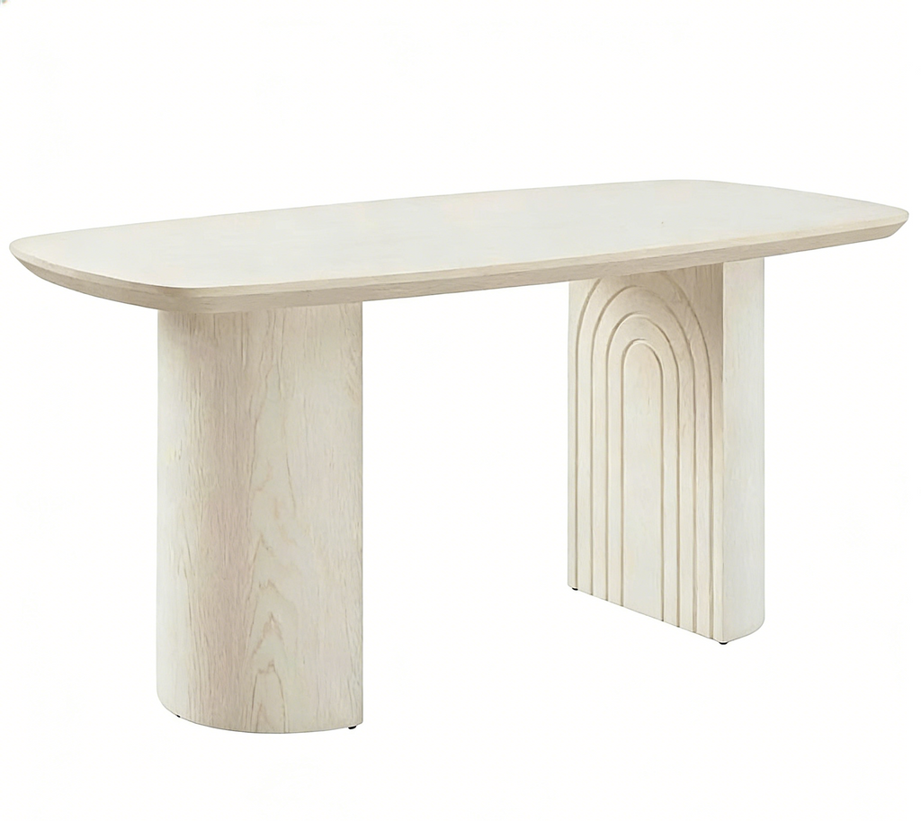 Beige Wood Dining Table - 6 Seater 70.86"