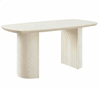 Beige Wood Dining Table - 6 Seater 70.86"