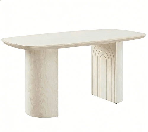 Beige Wood Dining Table - 6 Seater 70.86"