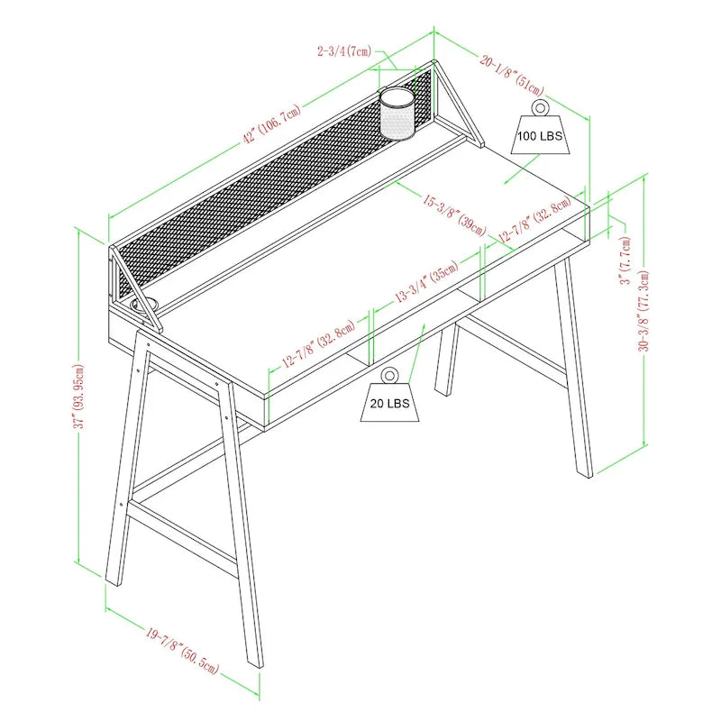 Middlebrook 42-inch Mesh Back Writing Desk