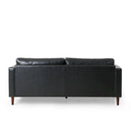 Modern 82.25 Faux Leather 3-Seater Sofa with Wood Legs