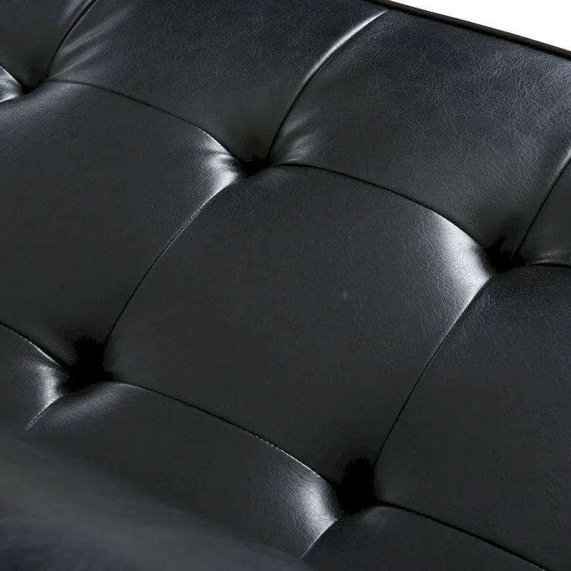 Modern 82.25 Faux Leather 3-Seater Sofa with Wood Legs