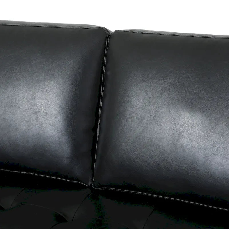 Modern 82.25 Faux Leather 3-Seater Sofa with Wood Legs