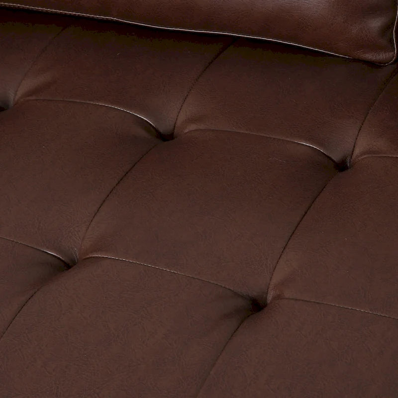 Modern 82.25 Faux Leather 3-Seater Sofa with Wood Legs