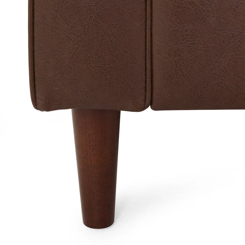 Modern 82.25 Faux Leather 3-Seater Sofa with Wood Legs