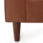 Modern 82.25 Faux Leather 3-Seater Sofa with Wood Legs