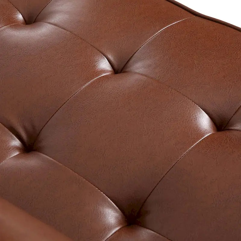 Modern 82.25 Faux Leather 3-Seater Sofa with Wood Legs