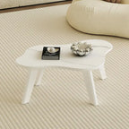 Modern Cloud Shaped White Coffee Table with Solid Wood Legs