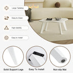 Modern Cloud Shaped White Coffee Table with Solid Wood Legs