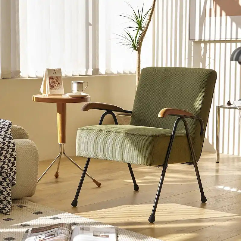 Green Modern 20 High Back Upholstered Accent Chair with Metal Legs