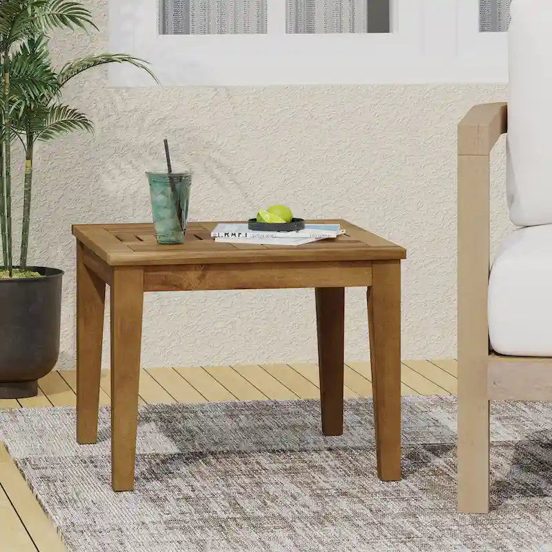Hampton Wood Side Table in Natural Acacia Wood
