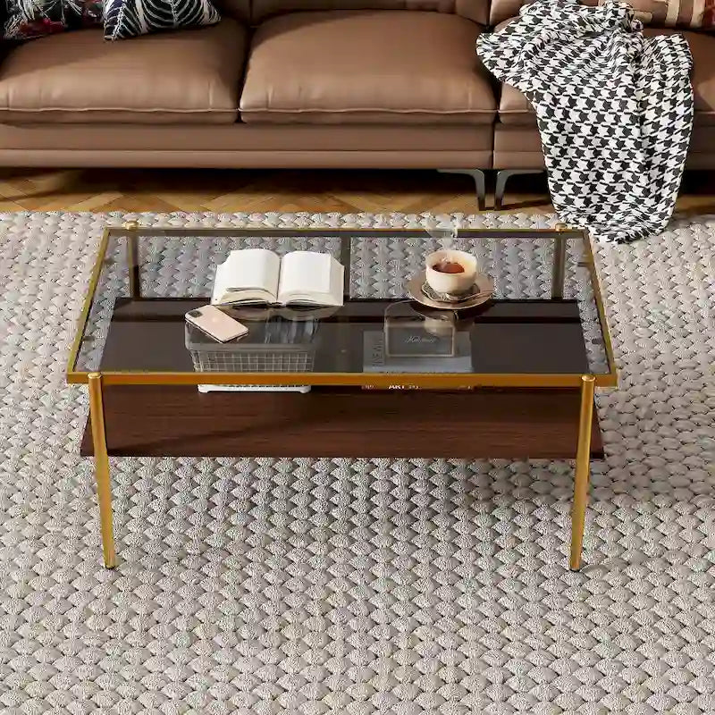 Coffee Table and End tables Set of 3, Tempered Glass Table with MDF layer, Modern Tables for Living Room , Gray Glass