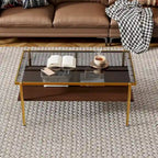 Coffee Table and End tables Set of 3, Tempered Glass Table with MDF layer, Modern Tables for Living Room , Gray Glass