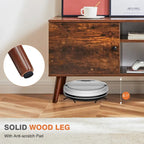 Can accommodate 60 TV, living room/bedroom TV media console, adjustable shelves, 2 storage cabinets, brown