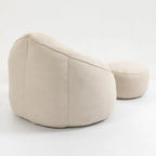 Beige Microfiber Accent Chair - Single Seater with Ottoman