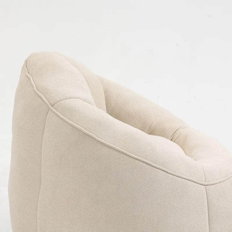 Beige Microfiber Accent Chair - Single Seater with Ottoman