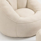Beige Microfiber Accent Chair - Single Seater with Ottoman