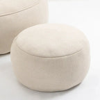 Beige Microfiber Accent Chair - Single Seater with Ottoman
