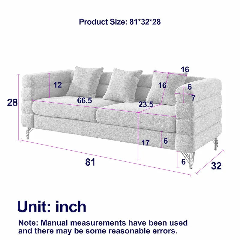 Modern Oversized Streamline 3-Seat Sofa