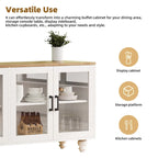 TV Stand for TVs Up to 70,Versatile Sideboard,Adjustable Shelves,Tempered Glass Doors,Buffet Cabinet with 5 Gourd-Shaped Legs
