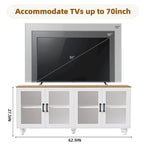 TV Stand for TVs Up to 70,Versatile Sideboard,Adjustable Shelves,Tempered Glass Doors,Buffet Cabinet with 5 Gourd-Shaped Legs
