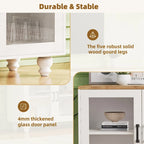 TV Stand for TVs Up to 70,Versatile Sideboard,Adjustable Shelves,Tempered Glass Doors,Buffet Cabinet with 5 Gourd-Shaped Legs