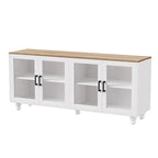 TV Stand for TVs Up to 70,Versatile Sideboard,Adjustable Shelves,Tempered Glass Doors,Buffet Cabinet with 5 Gourd-Shaped Legs