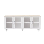 TV Stand for TVs Up to 70,Versatile Sideboard,Adjustable Shelves,Tempered Glass Doors,Buffet Cabinet with 5 Gourd-Shaped Legs