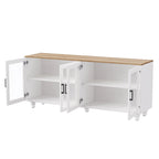 TV Stand for TVs Up to 70,Versatile Sideboard,Adjustable Shelves,Tempered Glass Doors,Buffet Cabinet with 5 Gourd-Shaped Legs