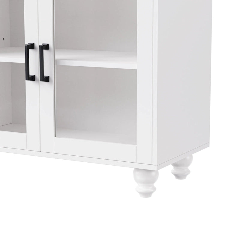 TV Stand for TVs Up to 70,Versatile Sideboard,Adjustable Shelves,Tempered Glass Doors,Buffet Cabinet with 5 Gourd-Shaped Legs