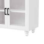 TV Stand for TVs Up to 70,Versatile Sideboard,Adjustable Shelves,Tempered Glass Doors,Buffet Cabinet with 5 Gourd-Shaped Legs