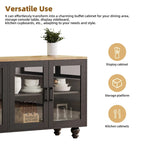 TV Stand for TVs Up to 70,Versatile Sideboard,Adjustable Shelves,Tempered Glass Doors,Buffet Cabinet with 5 Gourd-Shaped Legs