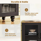 TV Stand for TVs Up to 70,Versatile Sideboard,Adjustable Shelves,Tempered Glass Doors,Buffet Cabinet with 5 Gourd-Shaped Legs