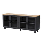 TV Stand for TVs Up to 70,Versatile Sideboard,Adjustable Shelves,Tempered Glass Doors,Buffet Cabinet with 5 Gourd-Shaped Legs