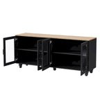 TV Stand for TVs Up to 70,Versatile Sideboard,Adjustable Shelves,Tempered Glass Doors,Buffet Cabinet with 5 Gourd-Shaped Legs