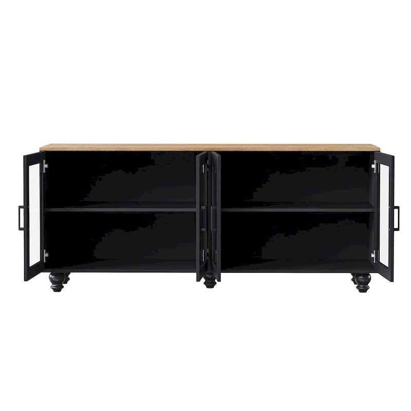 TV Stand for TVs Up to 70,Versatile Sideboard,Adjustable Shelves,Tempered Glass Doors,Buffet Cabinet with 5 Gourd-Shaped Legs