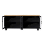TV Stand for TVs Up to 70,Versatile Sideboard,Adjustable Shelves,Tempered Glass Doors,Buffet Cabinet with 5 Gourd-Shaped Legs