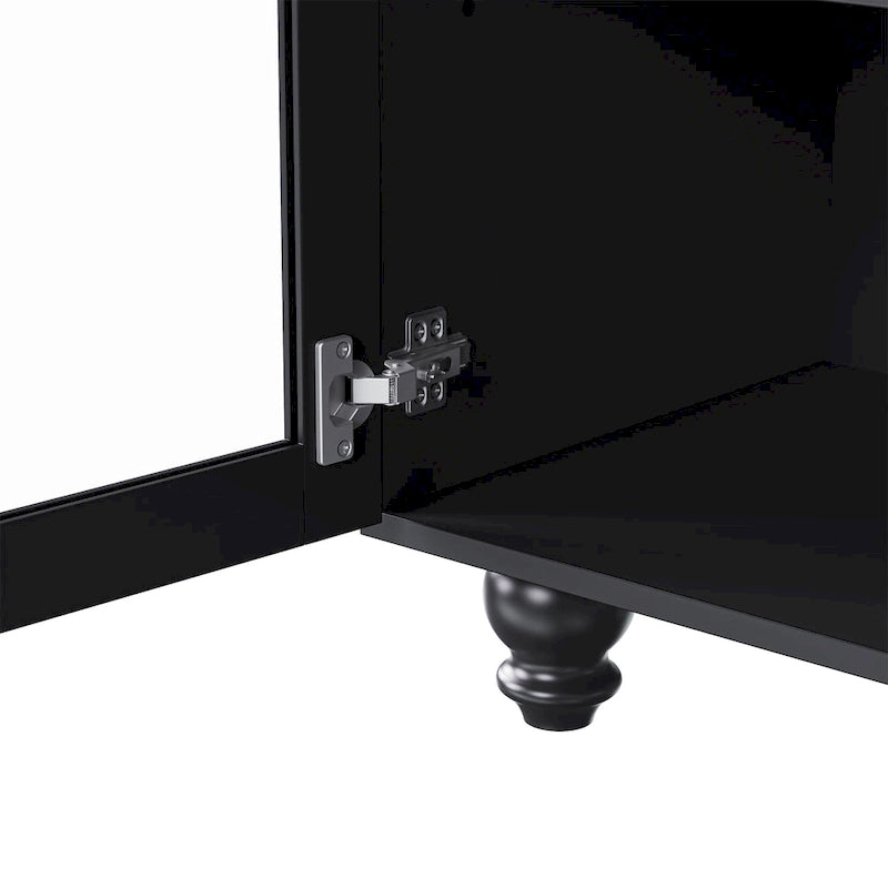 TV Stand for TVs Up to 70,Versatile Sideboard,Adjustable Shelves,Tempered Glass Doors,Buffet Cabinet with 5 Gourd-Shaped Legs