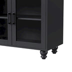 TV Stand for TVs Up to 70,Versatile Sideboard,Adjustable Shelves,Tempered Glass Doors,Buffet Cabinet with 5 Gourd-Shaped Legs