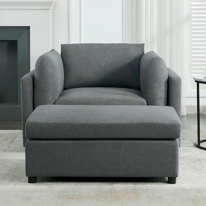 Modern Oversized Armchair with Ottoman