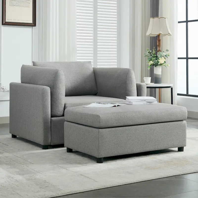 Modern Oversized Armchair with Ottoman
