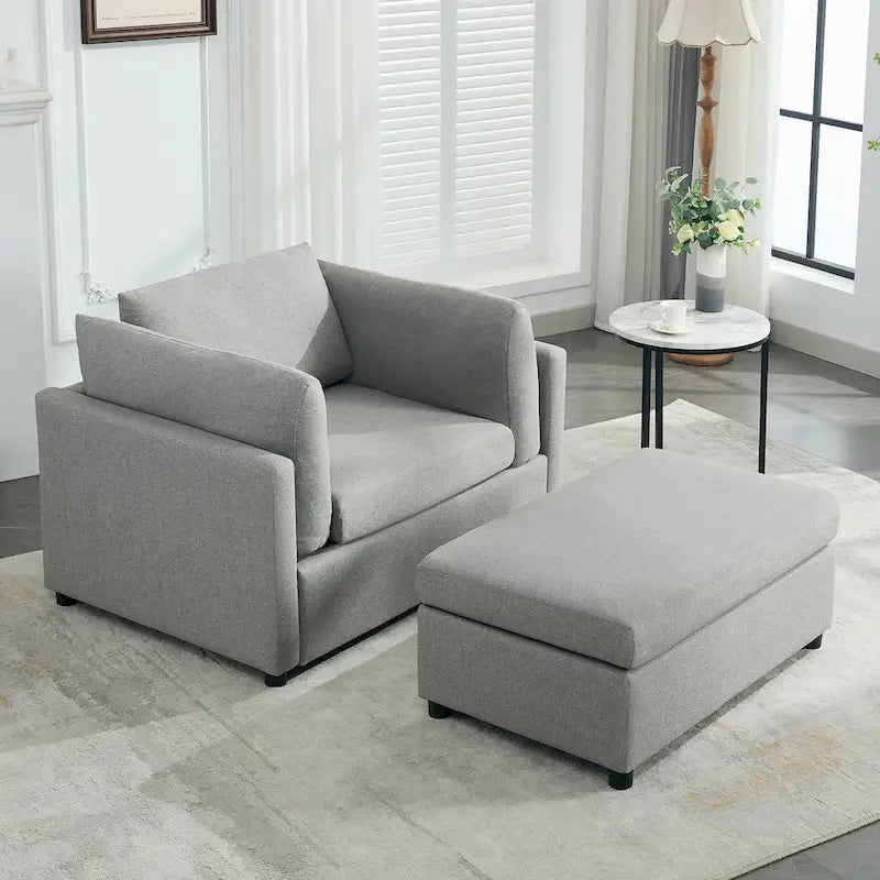 Modern Oversized Armchair with Ottoman