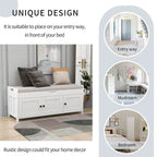 Farmhouse 3-Door Upholstered Shoe Bench with Removable Cushion and Hidden Storage Space