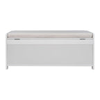 Farmhouse 3-Door Upholstered Shoe Bench with Removable Cushion and Hidden Storage Space