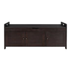 Farmhouse 3-Door Upholstered Shoe Bench with Removable Cushion and Hidden Storage Space