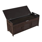Farmhouse 3-Door Upholstered Shoe Bench with Removable Cushion and Hidden Storage Space
