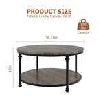 Round Coffee Table Living Room Rustic Circle Center Table with Storage Shelf
