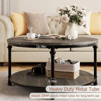 Round Coffee Table Living Room Rustic Circle Center Table with Storage Shelf