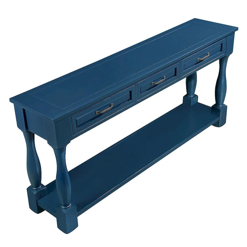 63 Solid Wood Console Table with 3 Drawers and 1 Bottom Shel