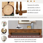63 Solid Wood Console Table with 3 Drawers and 1 Bottom Shel